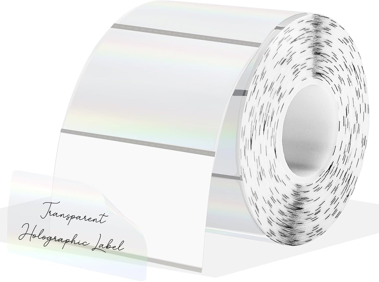 3x2 Inch Transparent Holographic Thermal Labels Stickers, Clear Self-Adhesive Direct Thermal Labels, Perforation Line Design& Waterproof- 200 Sheets