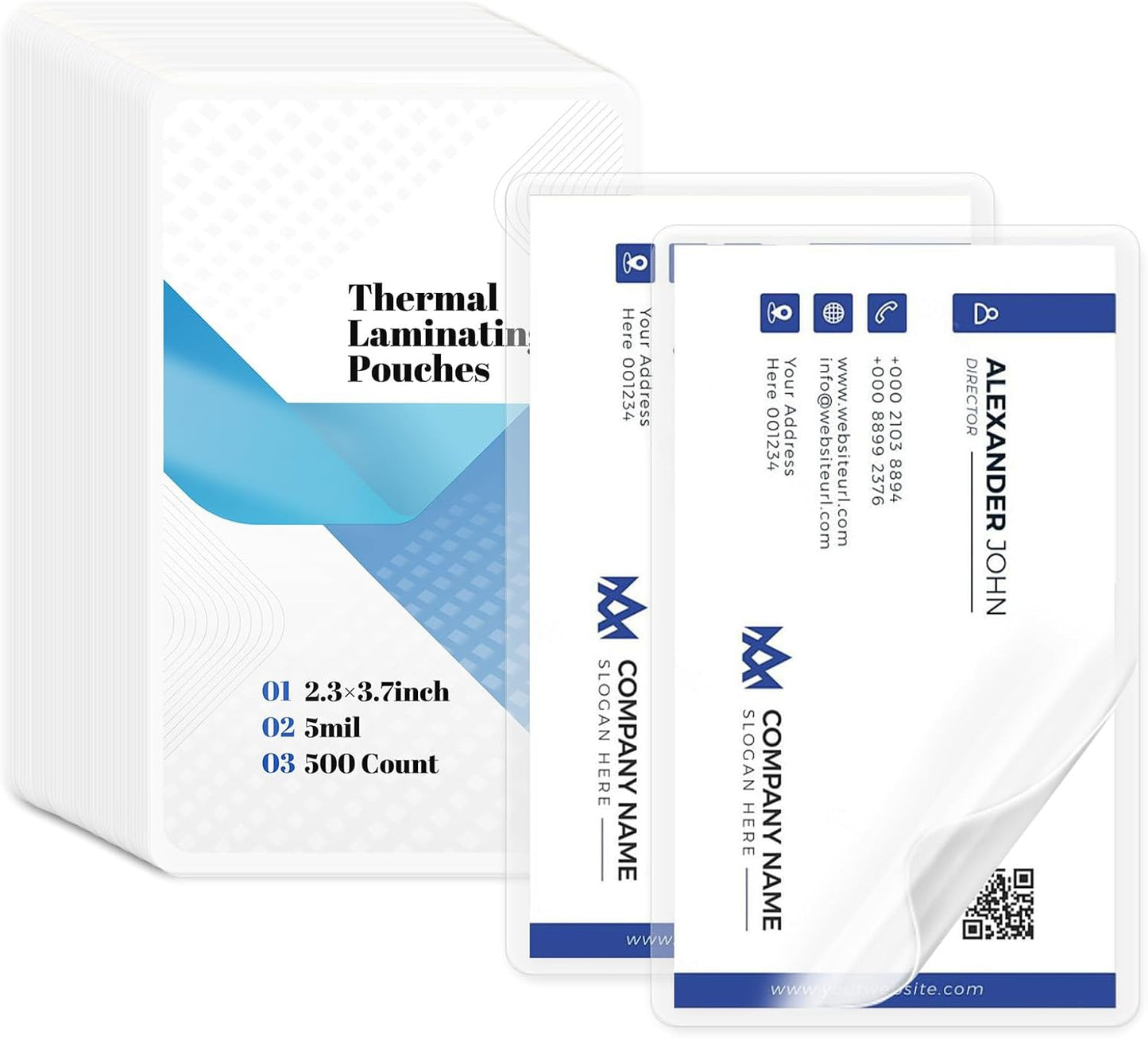 500 Count 2.3x3.7 Inch Thermal Laminating Pouches, 5 Mil, Hold 2x3.5 Inch Business Cards, Clear Card Laminating Pouches Protection for Business Cards Student Cards