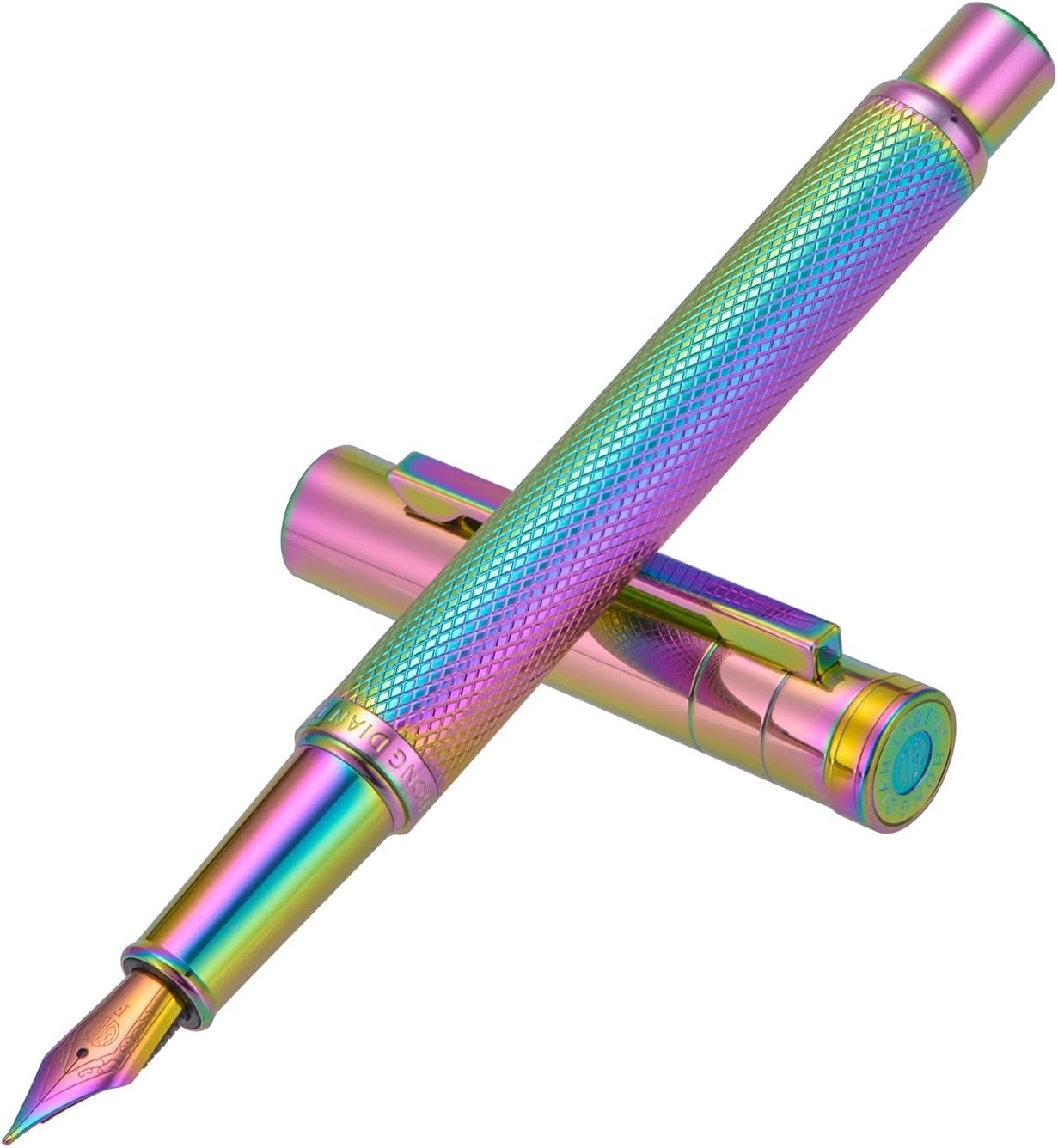 Asvine Hongdian Forest Fountain Pen Extra Fine Nib Rainbow Color with Converter and Metal Pen Box Set