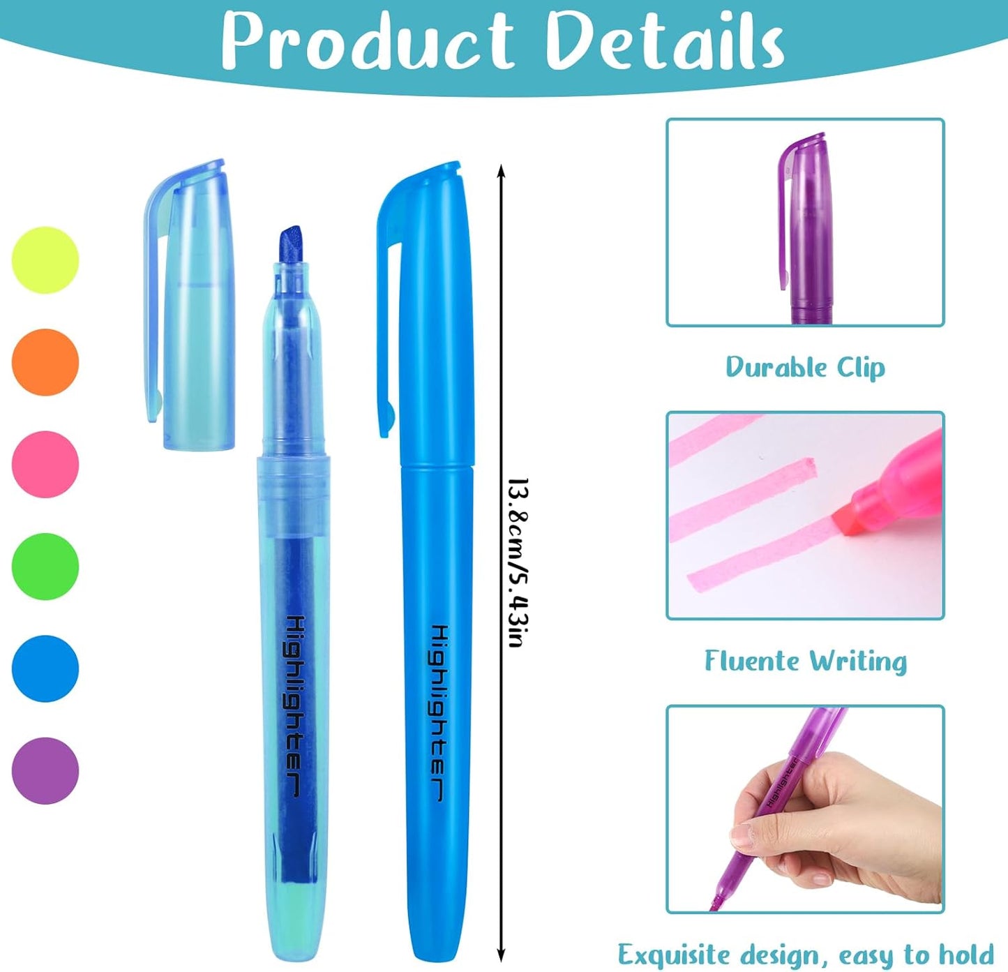 BESARME 120 Pack Assorted Colors Highlighters Bulk 6 Colors Fluorescent Markers for Home School Office