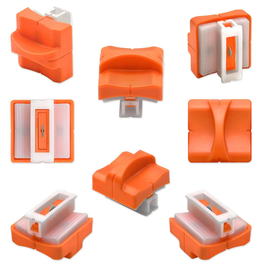 8 Pieces Paper Cutter Replacement Blade with Plastic Storage Box for A4 A5 Paper Trimmer, Safeguard Design (Orange)