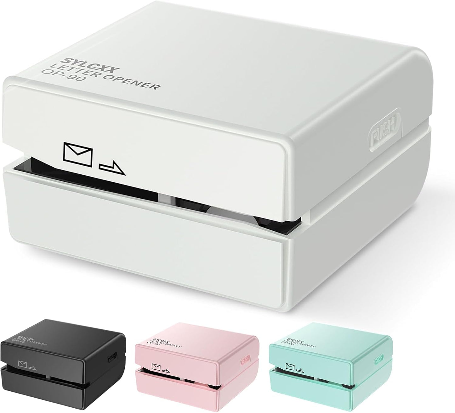 Battery Operated Electric Letter Opener - Letter Openers Envelope Slitter, Envelope Opener, Mail Opener, Universal Envelope Efficient Letter Opener Tool for Office, Home (White)