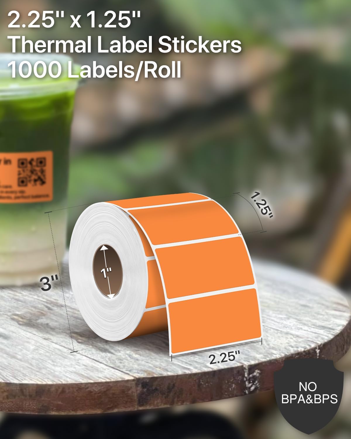 iEager 2.25x1.25 Inch Thermal Labels, Orange Durable Thermal Printer Stickers, Self-Adhesive Rectangle Shipping Label Printer Sticker for Barcode, Name, Address, 1000 Labels/Roll