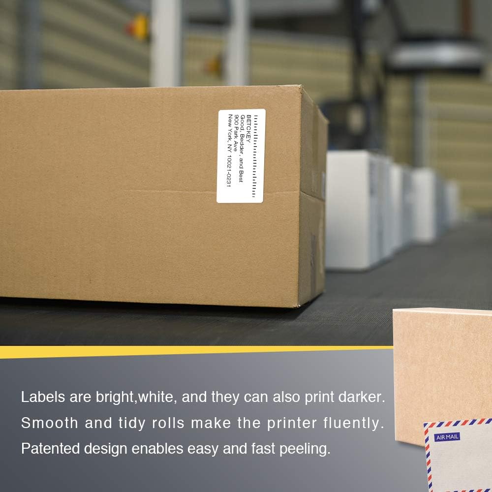 BETCKEY - 3" x 1.5" (76 mm x 38 mm) Barcode Shipping & Address Labels Compatible with Zebra & Rollo Label Printer,Premium Adhesive & Perforated [6 Rolls, 5700 Labels]