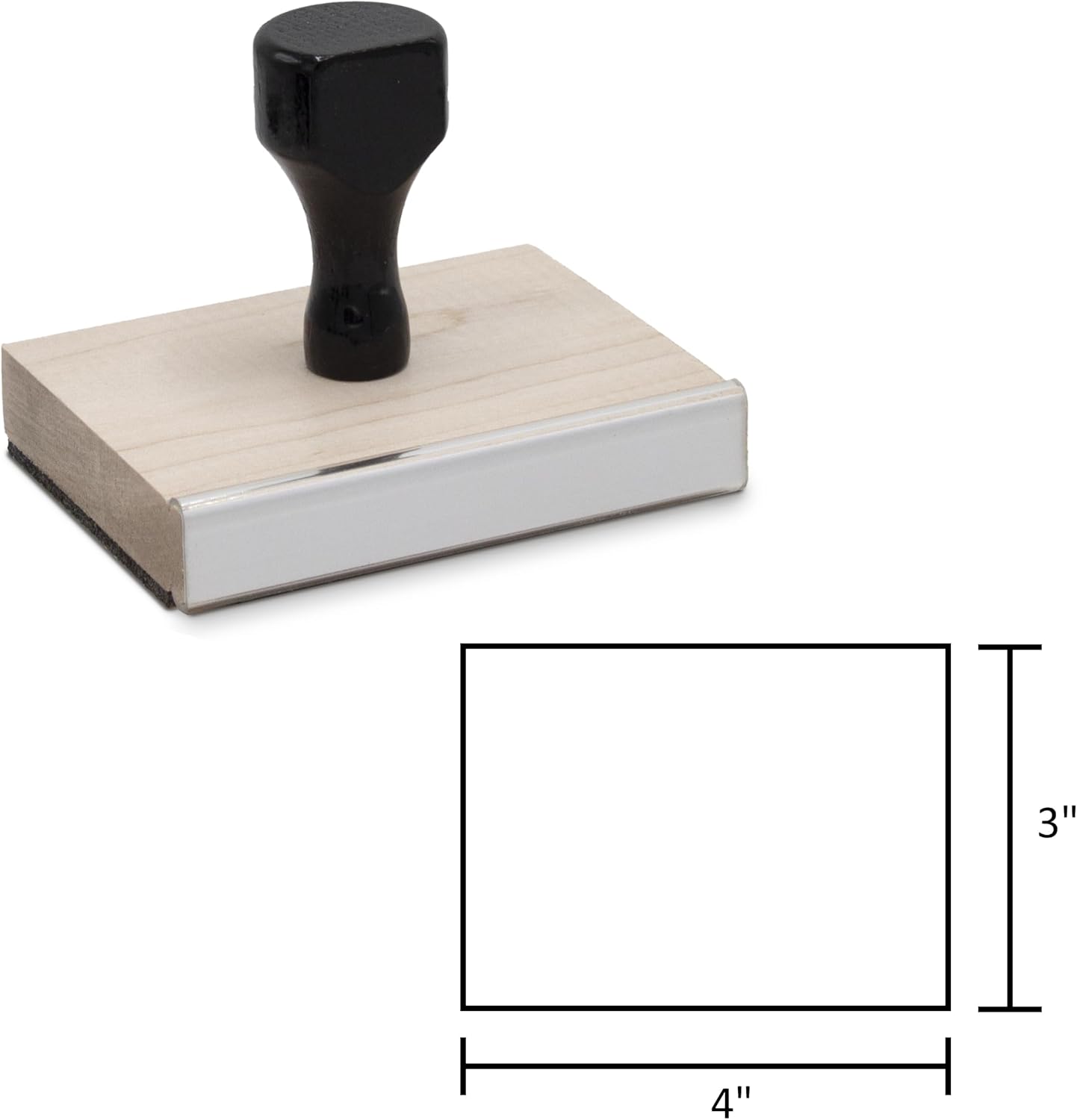 Infusion Custom Text Traditional Wood Stamp with Plastic Handle, 3" x 4"