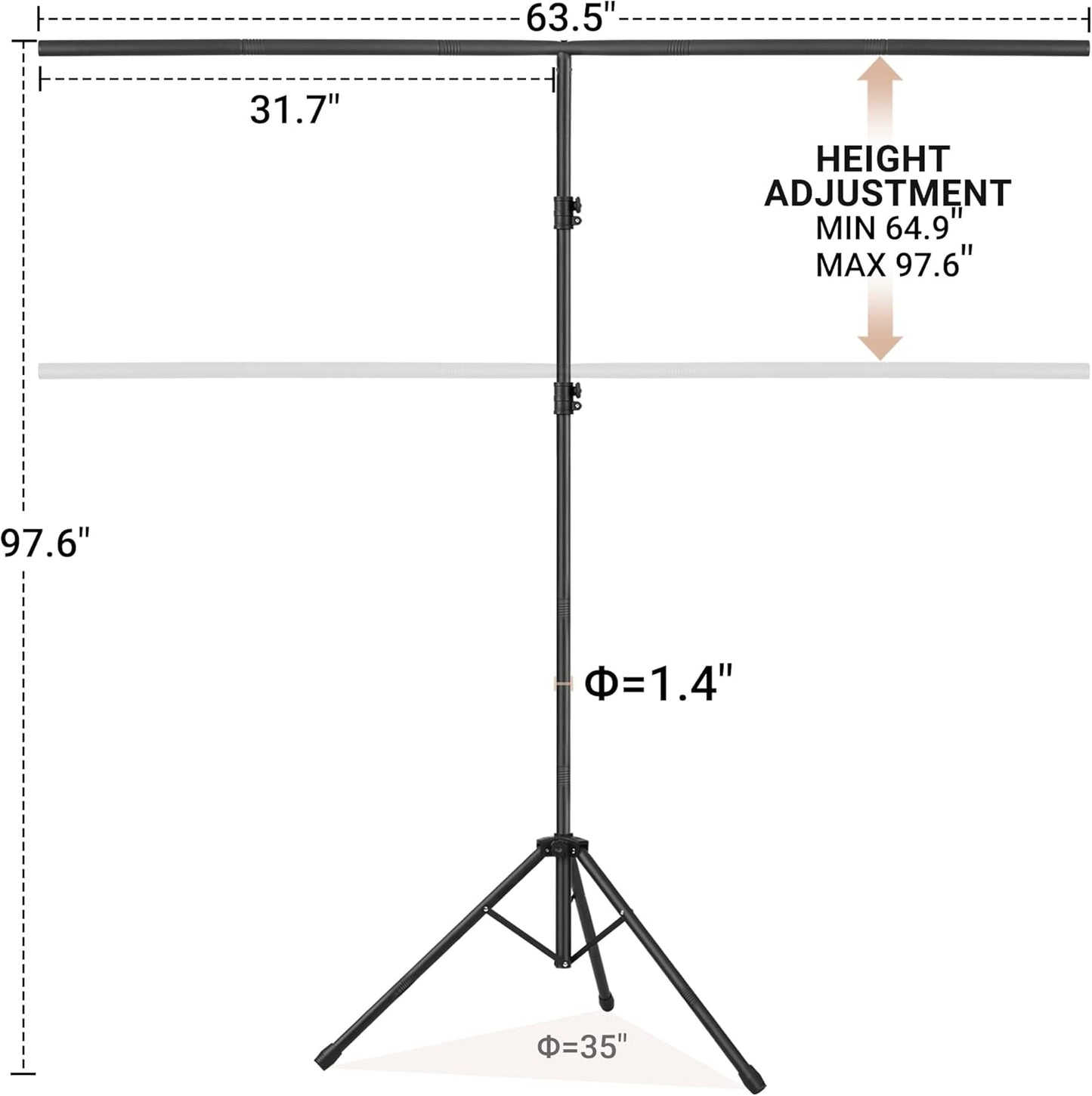 8x5ft T-Shape Backdrop Stand, Adjustable Background Support Stand Kit, Portable Photo Banner Holder with 6 Spring Clamps, Sandbag, Carry Bag for Party, Wedding, Photography and Decoration
