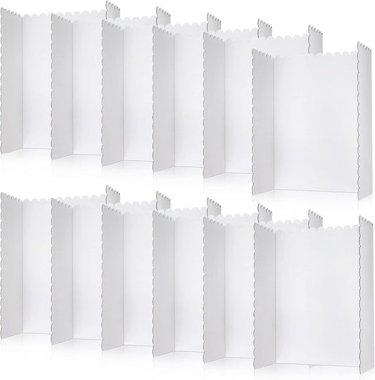 12 Pcs 24 x 36 Inch Trifold Poster Display Boards White for Science Fair Presentation Projects Photo Exhibition Display Tri fold Board Foldable Paperboard for School Supplies Bulk Business