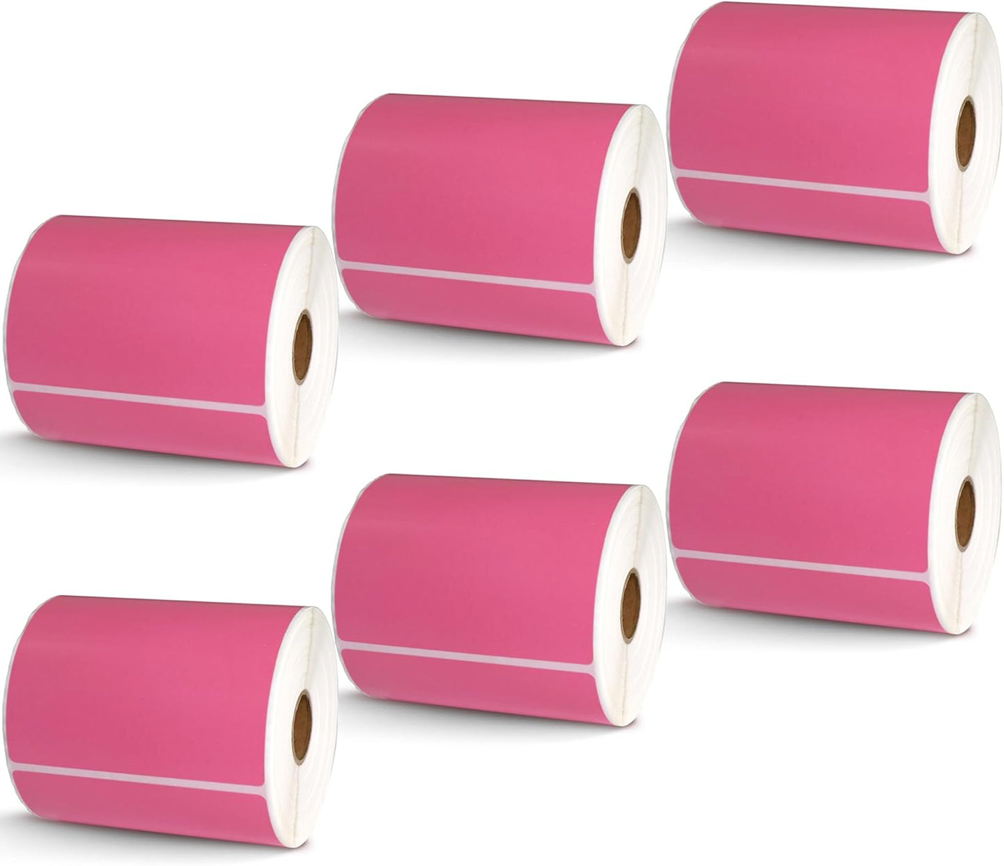 BETCKEY - 4" x 5" Large Shipping & Multipurpose Labels Compatible with Zebra & Rollo Label Printer,Premium Adhesive & Perforated[Pink, 6 Rolls, 2100 Labels]