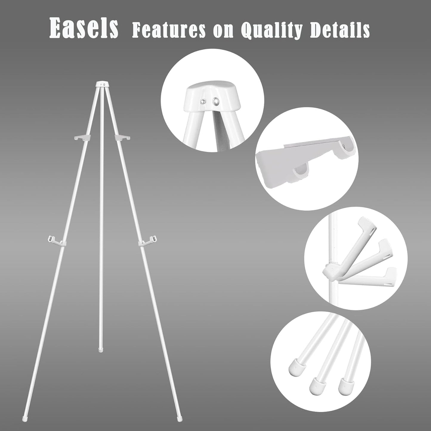 Basic White Easel for Wedding Signs,Adjustable Height Floor Easel Stand for Display Posters Tripod Base,Hold Lightweight Arts Indoor use,Supports 4lbs,1Pack