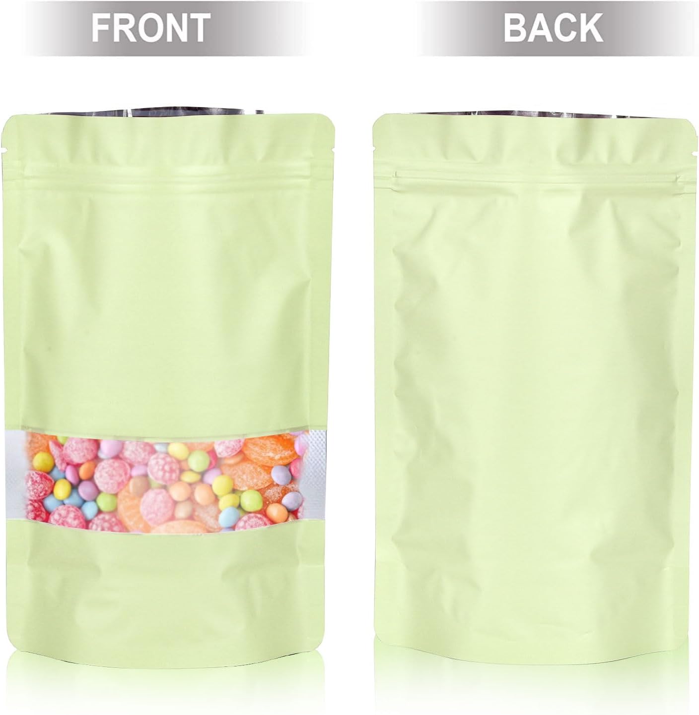 3.5"x5" 120pcs Mylar Bags for Food Storage,Smell Proof Bag with Matte Window Resealable Food Storage Bags for Small Business, Stand-up Foil Pouch Packaging Freeze Dried Candy Bag(Beige)