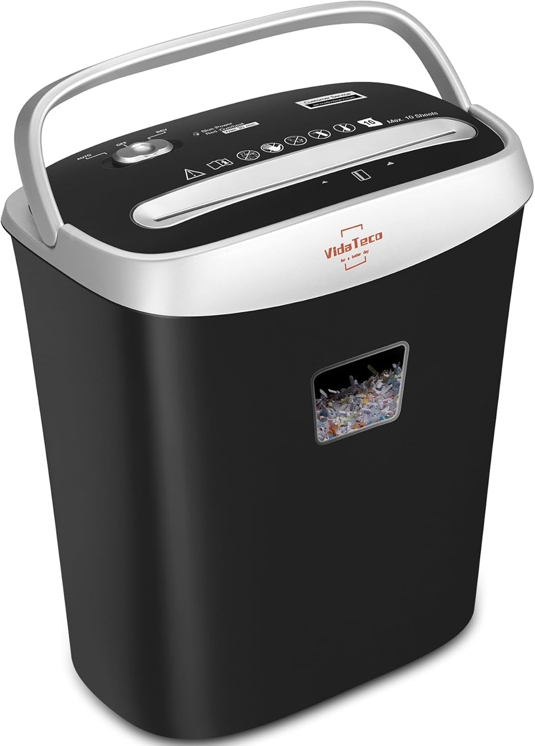 Paper Shredder for Home Office Heavy Duty with 60 Mins Running with US Patented Cutter,Shred CD/Card with Extra Large Bin,AUTO Jam Proof(ETL) (10-Sheet Micro-Cut)