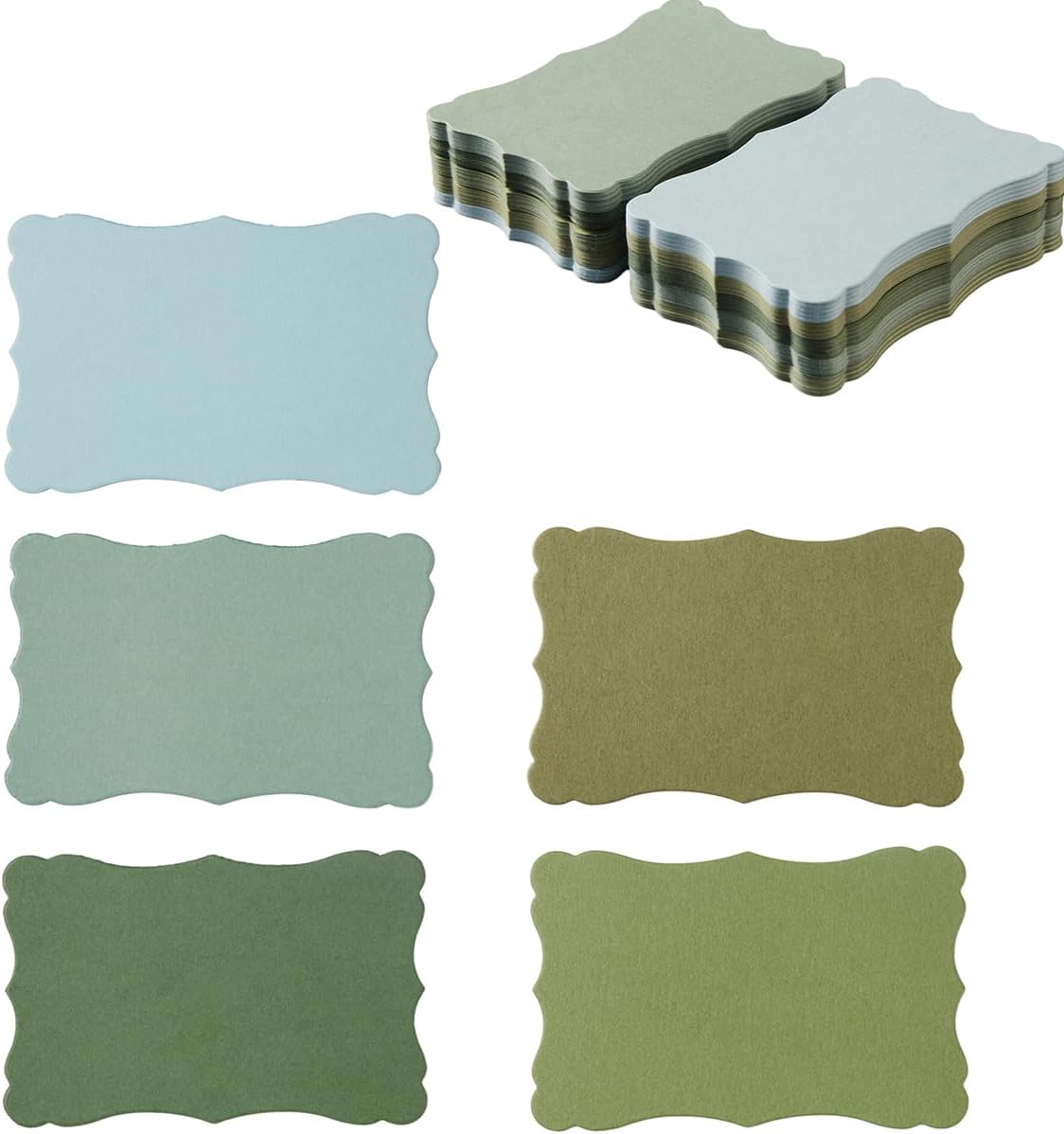 120 Pieces Small Mini Business Cards Vintage Assorted Colors Blank Note Gift for Business Cards, Gift (5 Green)
