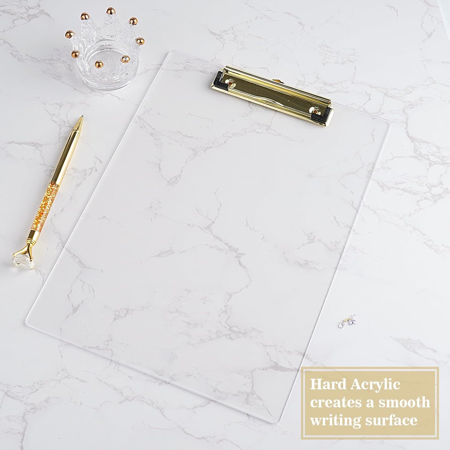 Hongri Plastic Acrylic Glitter Clipboard, 8.5x11" Stardard Letter A4 Size Clipboards for Classroom, Taecher, Women.Cute Confetti Clip Board, Office Supplies, School Supplies.