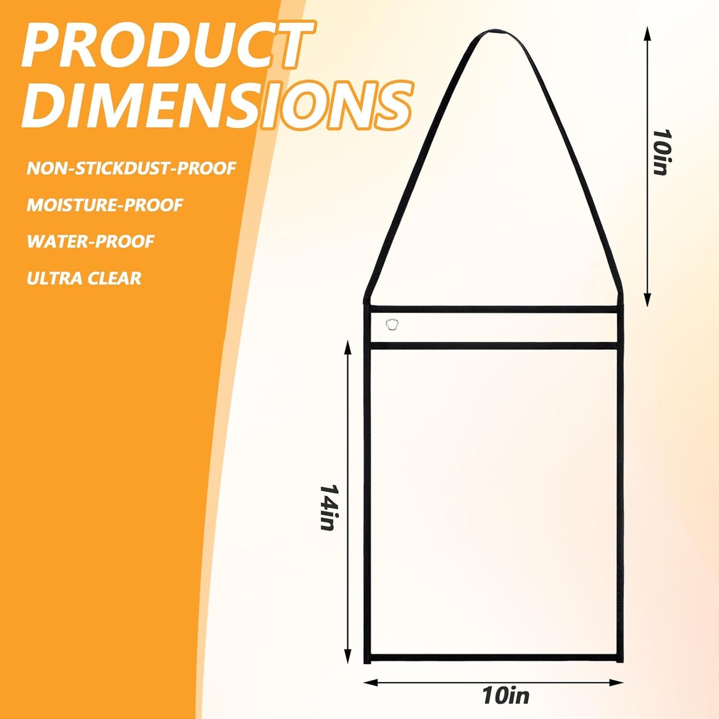 30 Pack Shop Ticket Holders Job Ticket Holders Work Order Holder Pockets, 10 x 14 Dry Erase Pocket Work Order Plastic Sleeves with Hanging Strap, Both Sides Clear