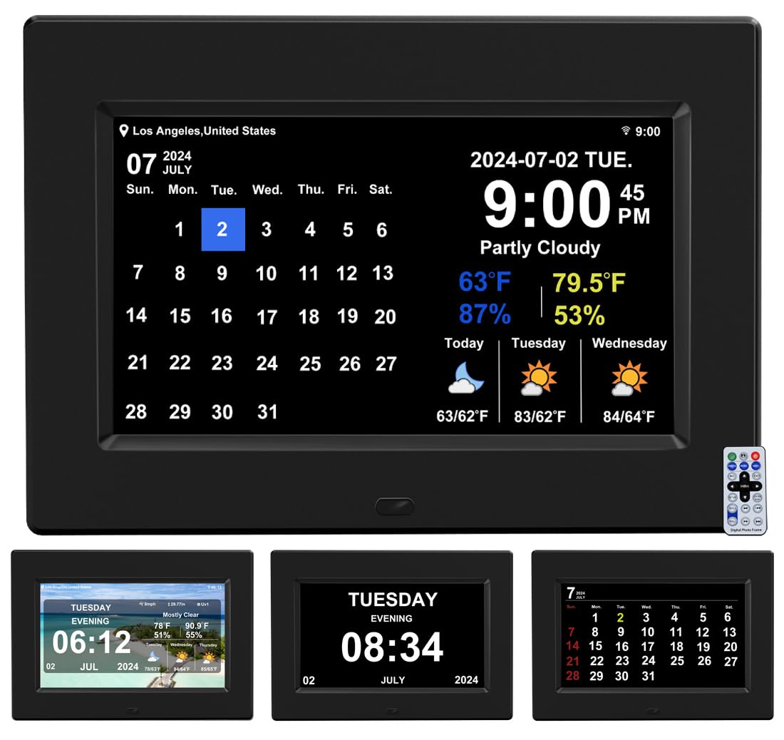 7 inch Digital Network Intelligent Weather Clock with Temperature and Humidity Weather Forecast 8 Group Alarm Clock