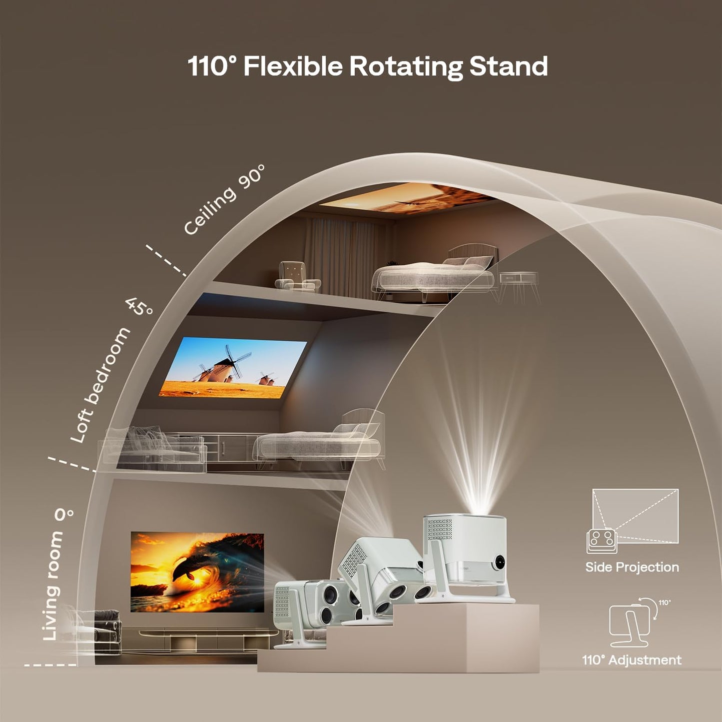 Aurzen BOOM mini Google TV 4K Supported Smart Projector with WiFi and Bluetooth, Outdoor & Home Movie Projector with 20W Speakers DoIby Audio, Real-Time Focus & Keystone, 500 ANSI Lumens, Green