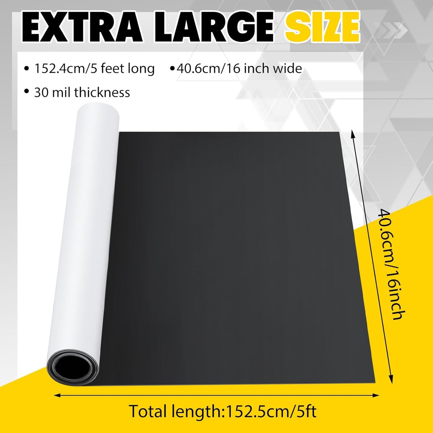 16 Inch x 5 ft x 30mil Extra Large Adhesive Magnetic Sheet Roll Not Printable Adhesive Backing Cut and Customize Flexible Sheets Blank White Surface Magnetic Sign for Craft Photo Craft