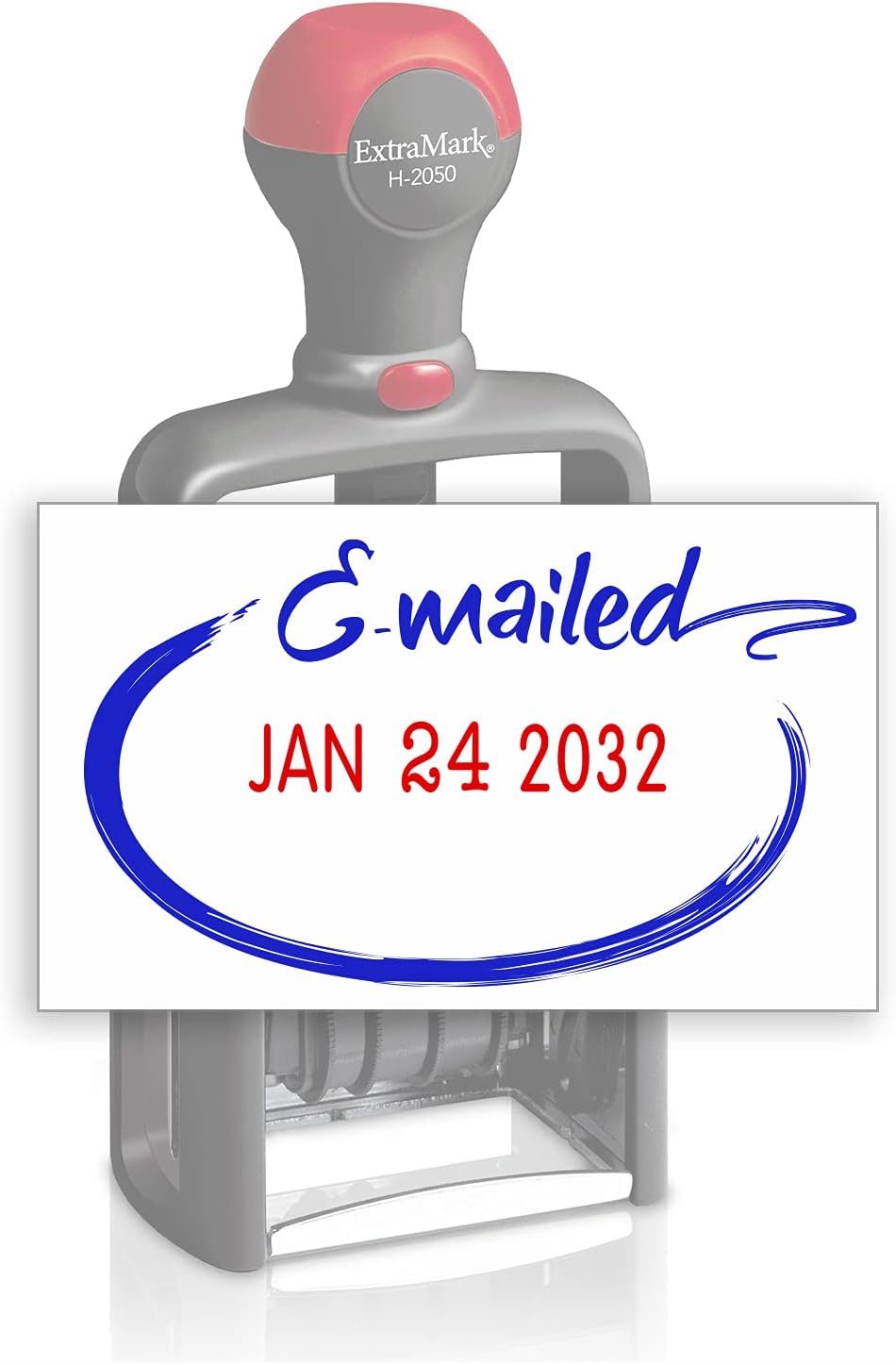 Heavy Duty Style Office Date Stamp with E-MAILED - Self Inking Dater - Style C - Blue & Red Ink Color