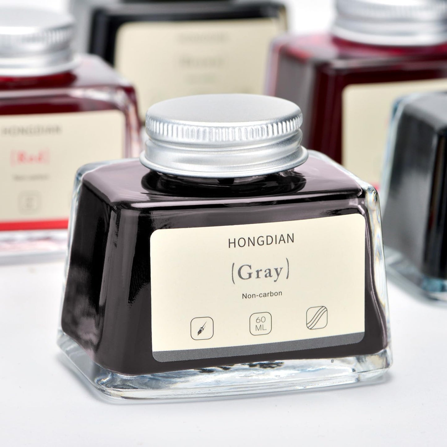 Hongdian Fountain Pen Bottled Ink Gray, 60ml Fountain Pen Ink Bottled for Writing and Calligraphy, Non Carbon