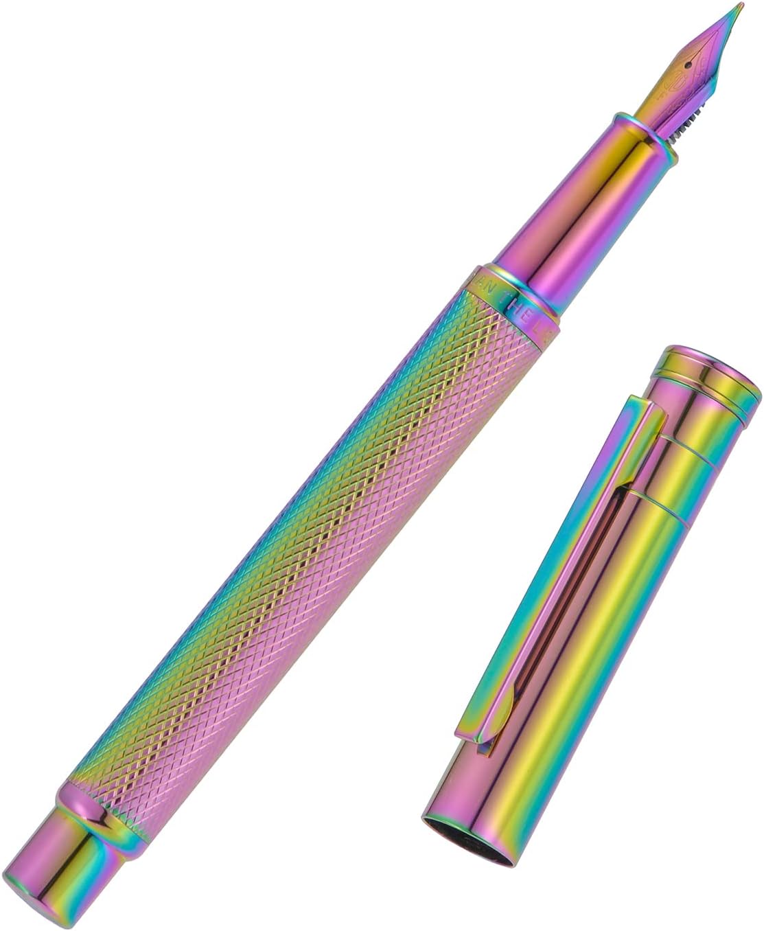 Asvine Hongdian Forest Fountain Pen Fine Nib Rainbow Color with Converter and Metal Pen Box Set