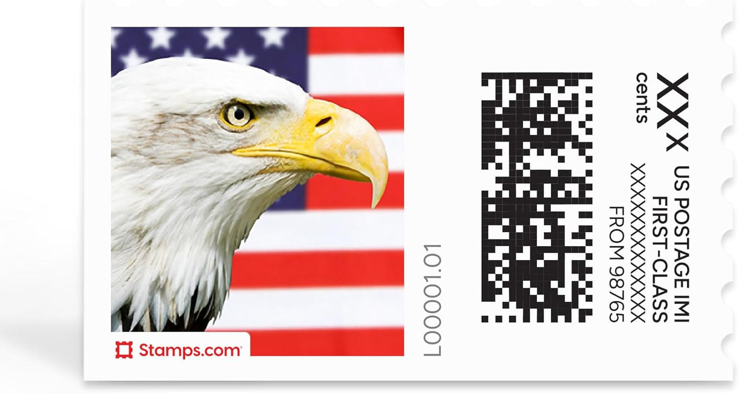 Bald Eagle NetStamps 120-Pack (5 Sheets) Printable Postage Labels (Stamps.com Subscription Required) - Print Approved Postage - Inkjet & Laser Printers - Business, Personal, Home