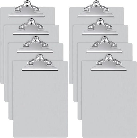 8 Pcs Metal Clipboard Heavy Duty Aluminum Clipboards 12 x 9 Inch Metal Clip Board with Low Profile Clip A4 Letter Size Document Holder for Office School Medical Jobsite Laboratory