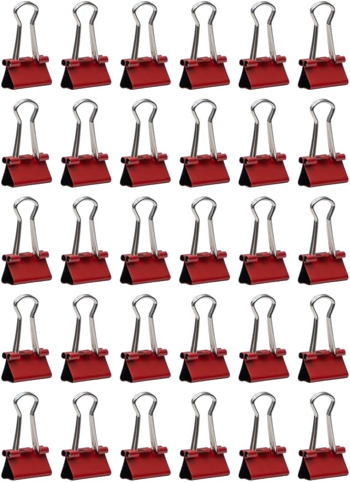 JAM PAPER Colorful Binder Clips - Extra Small - 3/5 Inch (15 mm) - Red Binderclips - 30/Pack