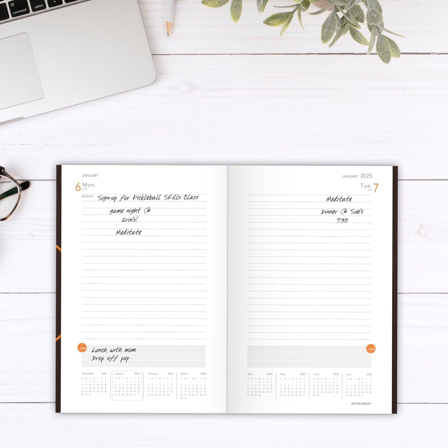 AT-A-GLANCE 2025 Planning Notebook, Daily, 5" x 8-1/4", Small, Plan. Write. Remember., Brown (7062013025)