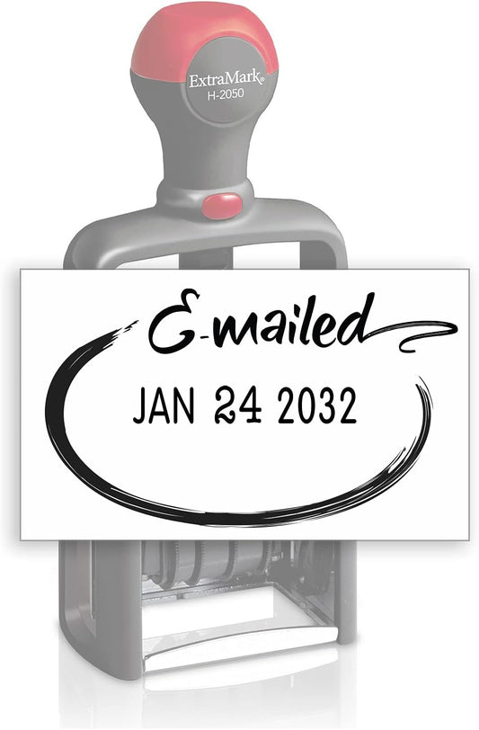Heavy Duty Style Office Date Stamp with E-MAILED - Self Inking Dater - Style C - Black Ink Color