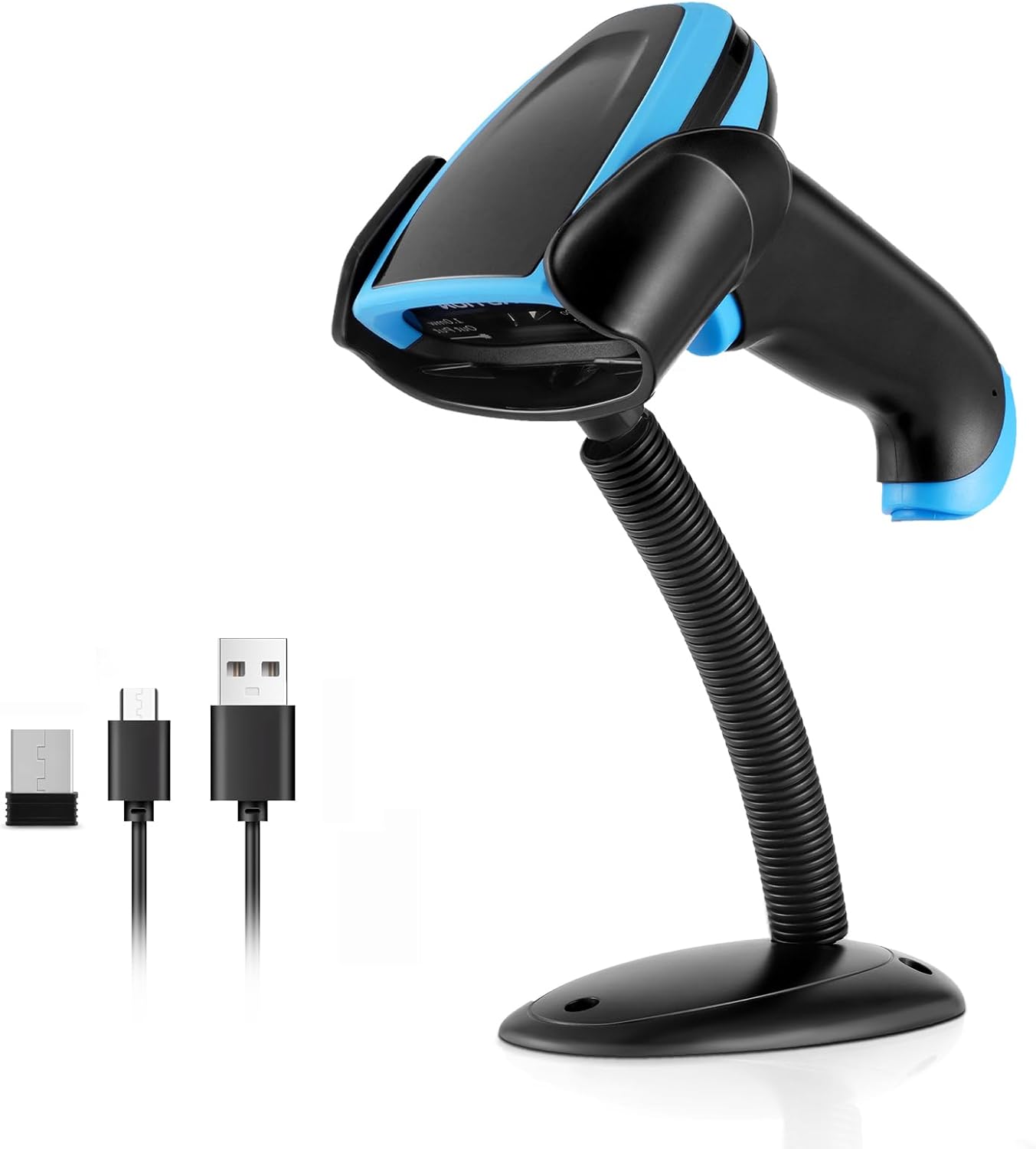 1D Barcode Scanner, Onewscan Wireless Laser Bar Code Scanners with Stand 2.4G Wireless & USB Wired Connection Plug and Play Handheld Bar Code Reader