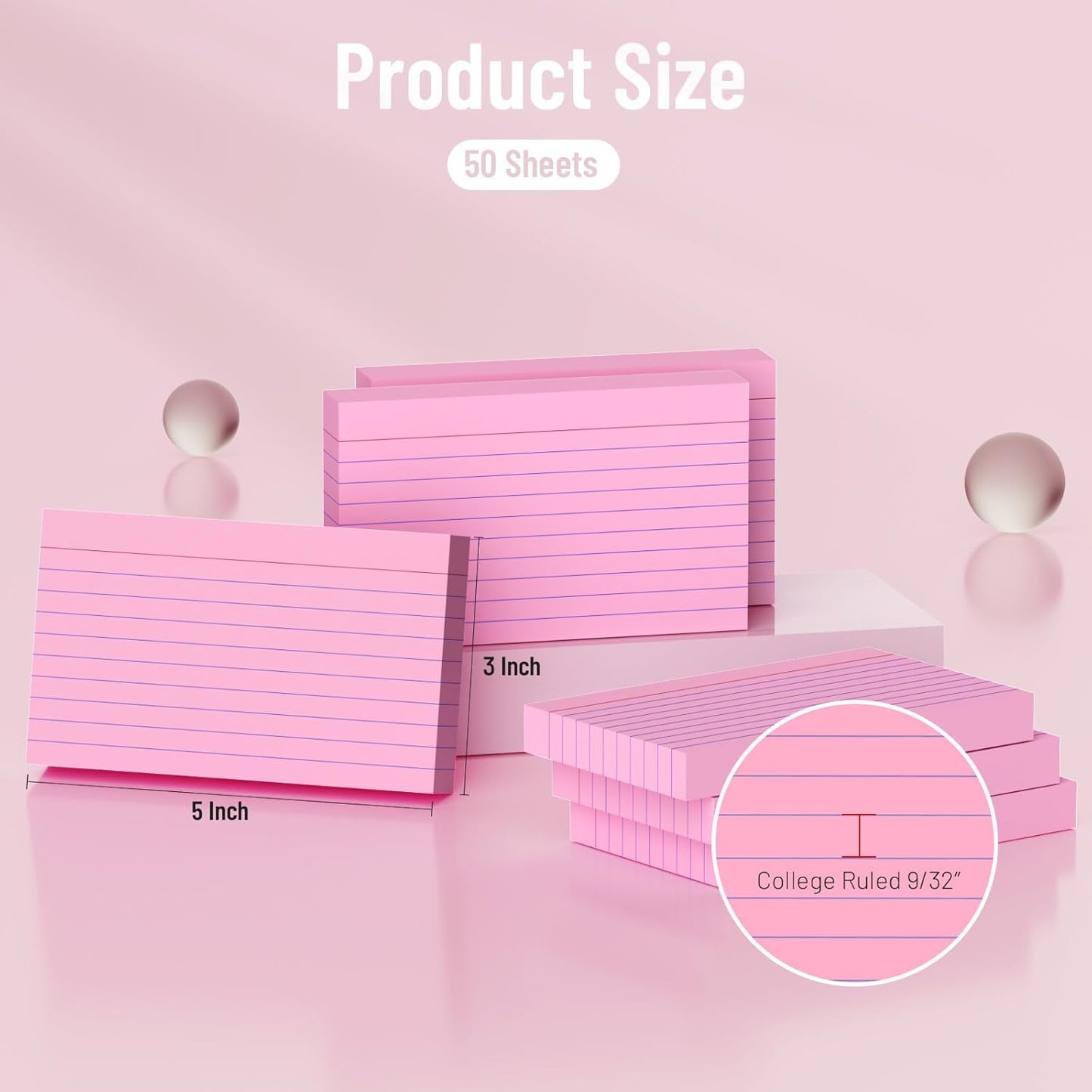 500 Count Index Cards 3x5 Inch Colored Ruled Lined Heavyweight Flash Cards Study Cards with Sturdy Cardstock Durable Flashcards Note Cards for Note Taking, Language Learning, School & Office Supplies