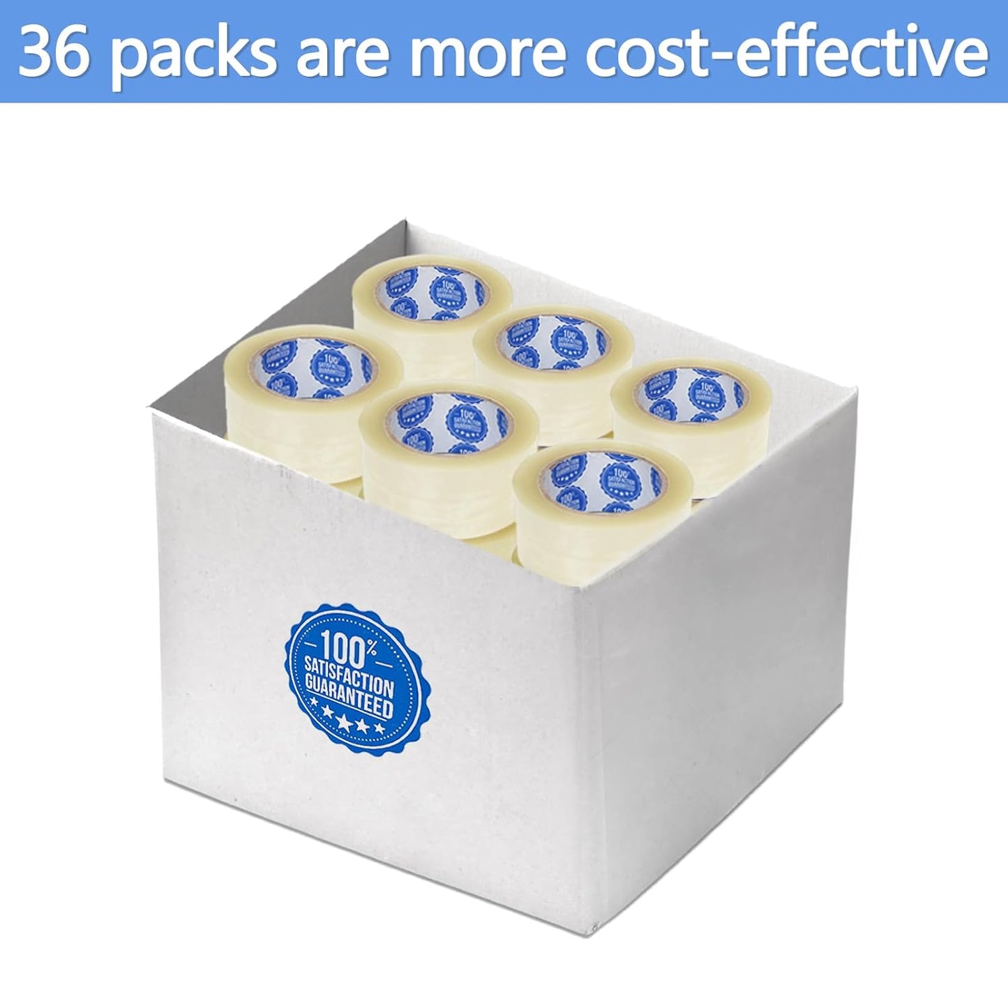 2.0 mils Heavy Duty Shipping Packing Tape, 2 Inch x 110 Yards (36 Rolls) Clear Packaging Tape for Moving, Sealing Boxes, Strong Adhesive, Bubble Wrap & Cardboard Box Sealing