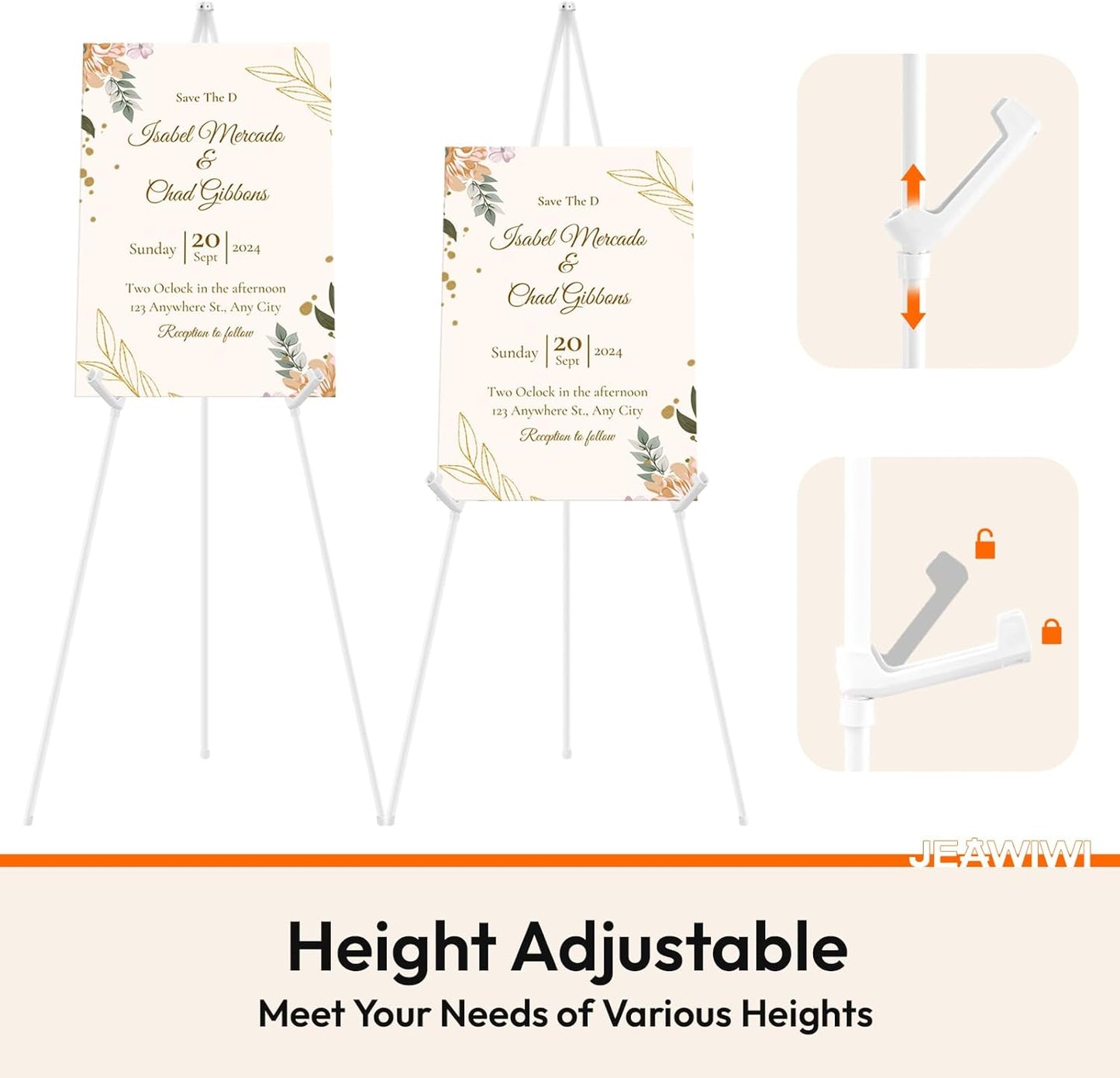 6PCS White Easel Stand for Wedding Sign Stand, 66 Inch Adjustable Metal Easels for Display, Portable Folding Easel for Wedding, Display Show, Arts, Poster with Portable Bags