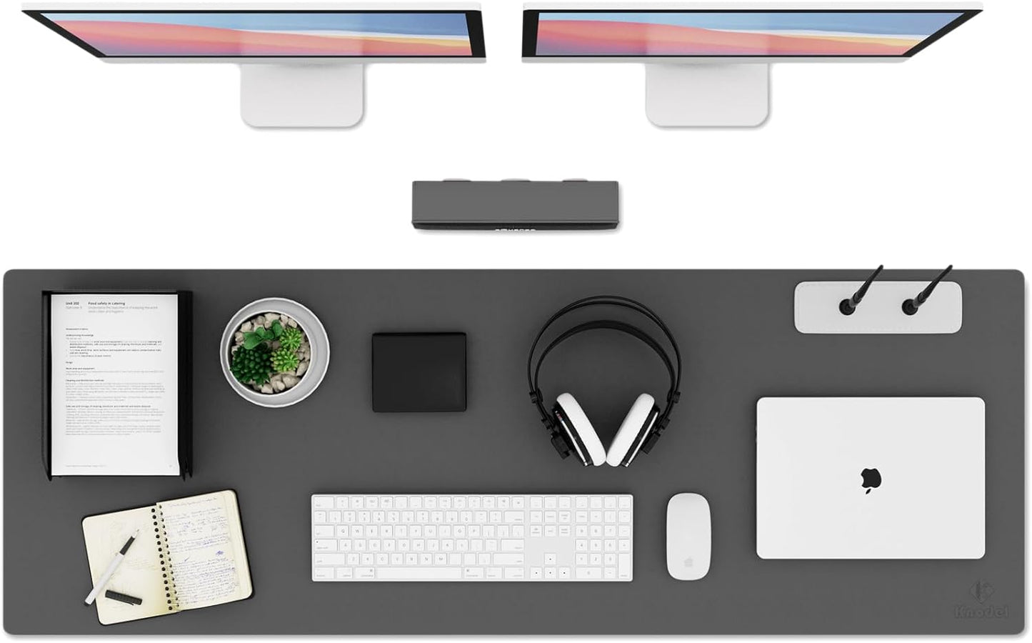 K KNODEL Large Office Leather Desk Mat, Mouse and Keyboard Pad, Computer and Laptop Mat, Desktop Protector and Cover, Writing Pad and Blotter (47.2"x17", Dark Gray)