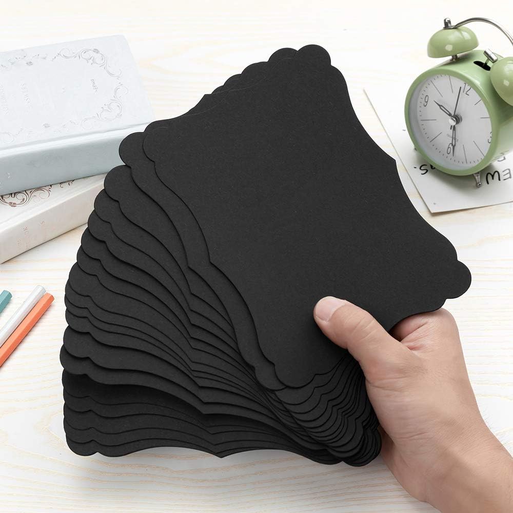 50 Pack Blank Kraft Cards Cardstock Thick Paper Brown Greeting Cards for DIY Gift Card Menus, Baby Shower and Wedding Invitations (Black, 5x7IN)