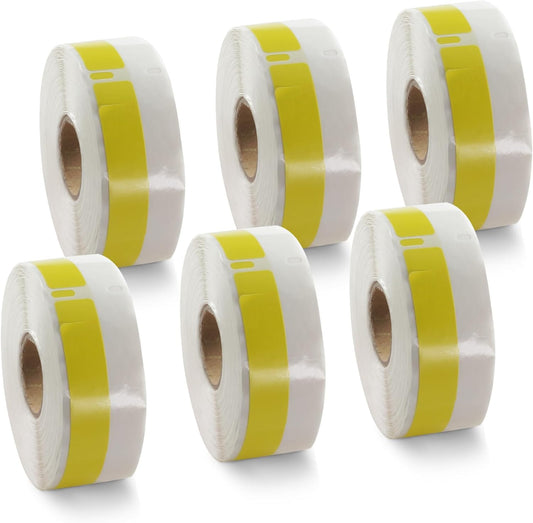 BETCKEY Colored Labels Compatible with Dymo 30346 (1/2" x 1-7/8") Library Barcode Labels, Compatible for Dymo LabelWriter Thermal 450, 4XL & Zebra Desktop Printers [6 Rolls, Yellow]