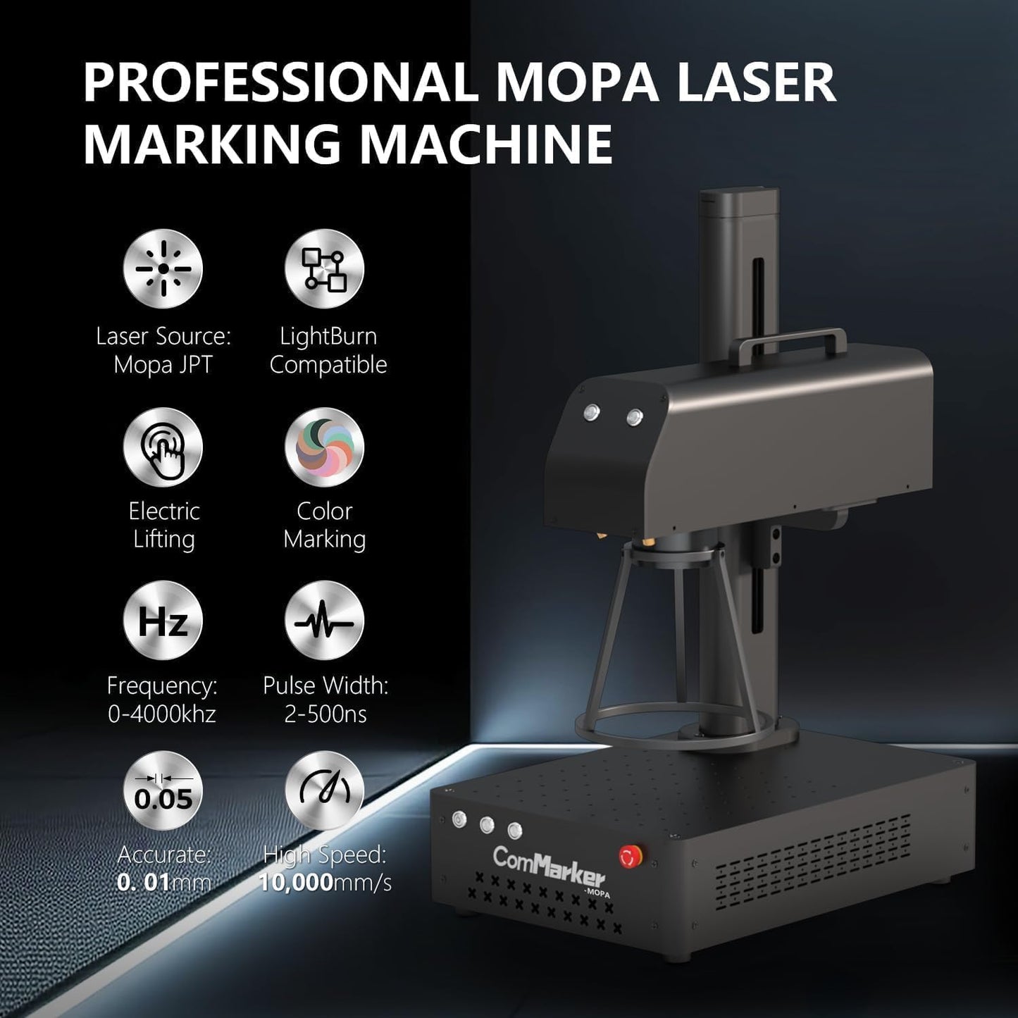 B4 30W JPT Mopa Fiber Laser Engraving Machine with Rotary Axis,Support Lightburn Laser Engraver with 2Lens,2in1 Desktop Handheld Color Marking Machine for Stainless Steel,Ring,Tumbler