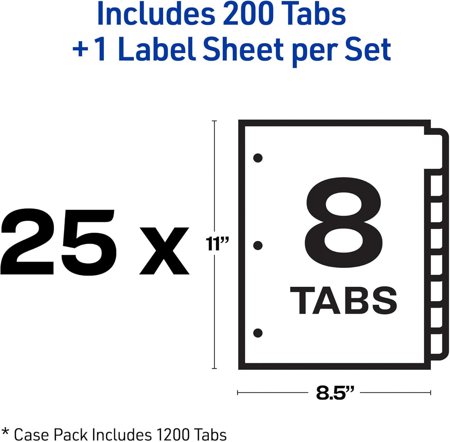 Avery 8-Tab Binder Dividers, Easy Print & Apply Clear Label Strip, Index Maker, White Tabs, 25 Sets (11447)