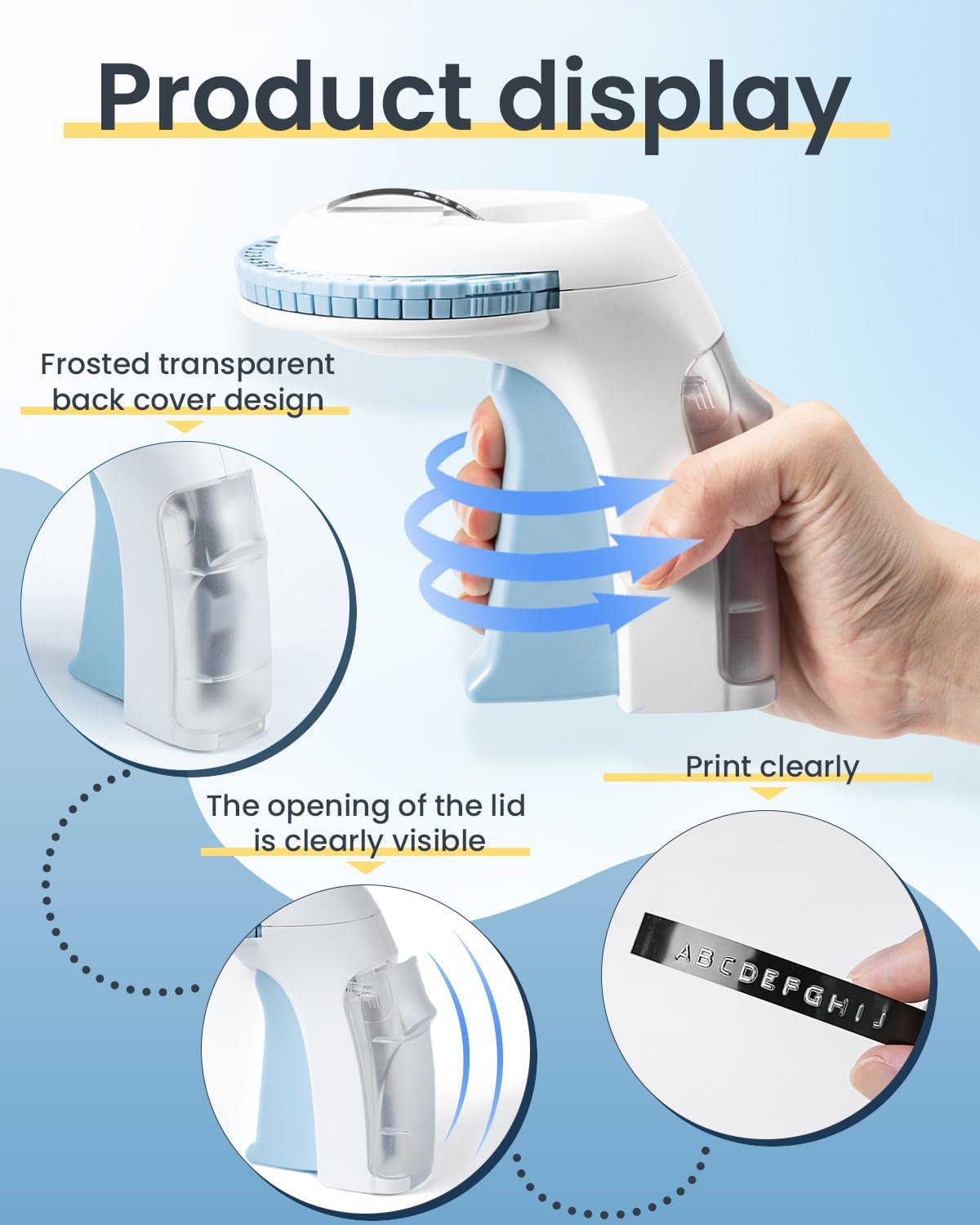 Label KINGDOM Embossing Label Maker with 5 Rolls 3D Embossing Tape, Label Maker Embossing Portable Vintage 3D Embossing Label Printer Waterproof for Home Office School and DIY, Blue