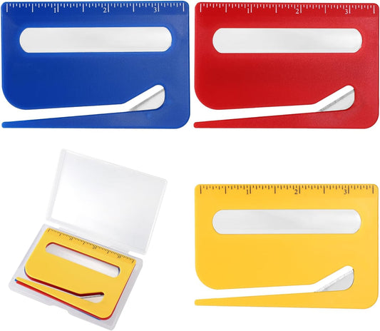 3pcs Magnetic Letter Openers, 3 Colors Envelope Opener Slitter Mail Cutter Tool with Scale and Magnifier with Transparent Storage Case for Women Package Home Office Supplies(Red, Yellow, Blue)