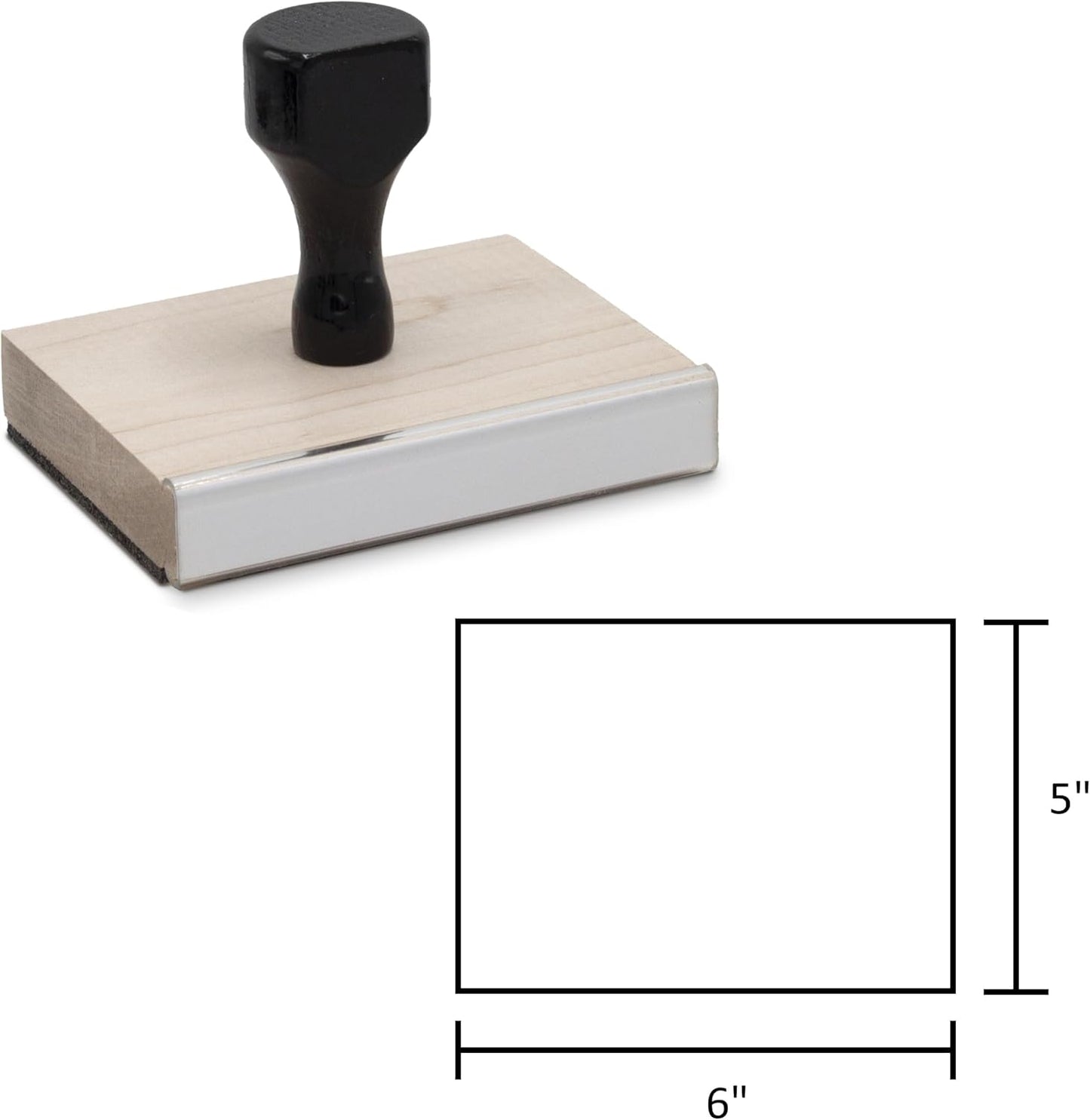 Infusion Custom Text Traditional Wood Stamp with Plastic Handle, 5" x 6"