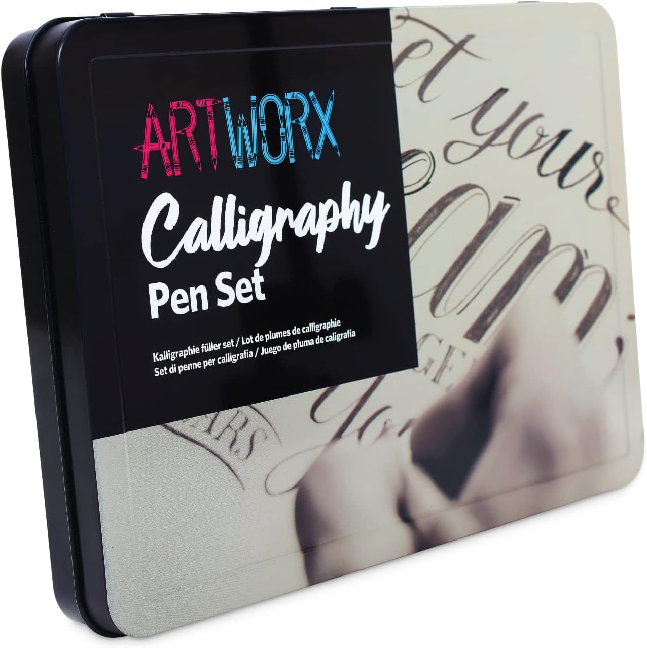 Artworx Calligraphy Pens Set - Introductory Caligraphy Writing & Hand Lettering Kit - Includes Instructions, Guide Book and Practice Book - Calligraphy Set For Beginners
