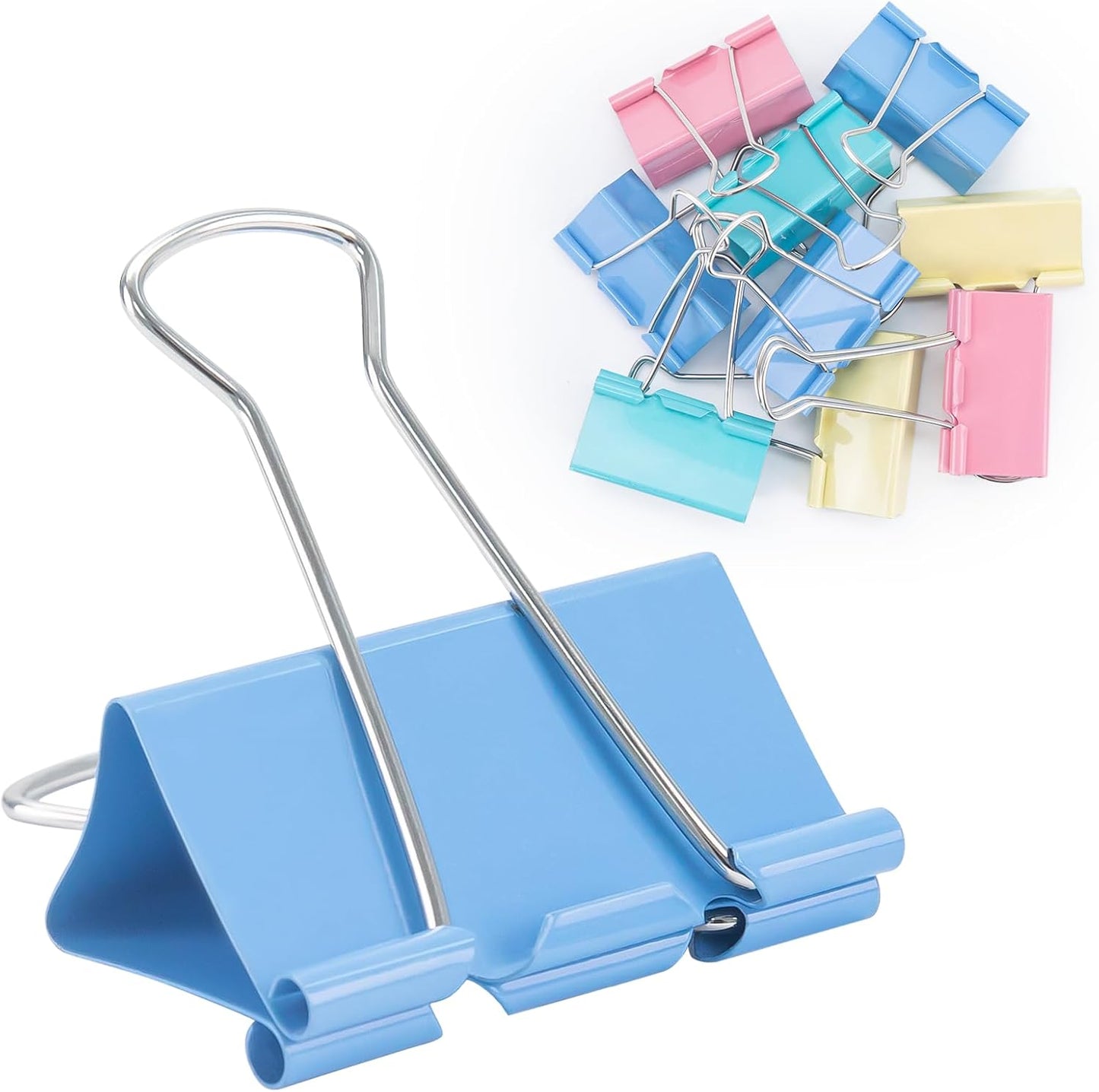 2 Inch 32 Pack Extra Large Binder Clips, Assorted Colors, Colored Jumbo Paper Clips, Big Paper Clamps, Binder Clips Large Size for Home, School and Office Supplies