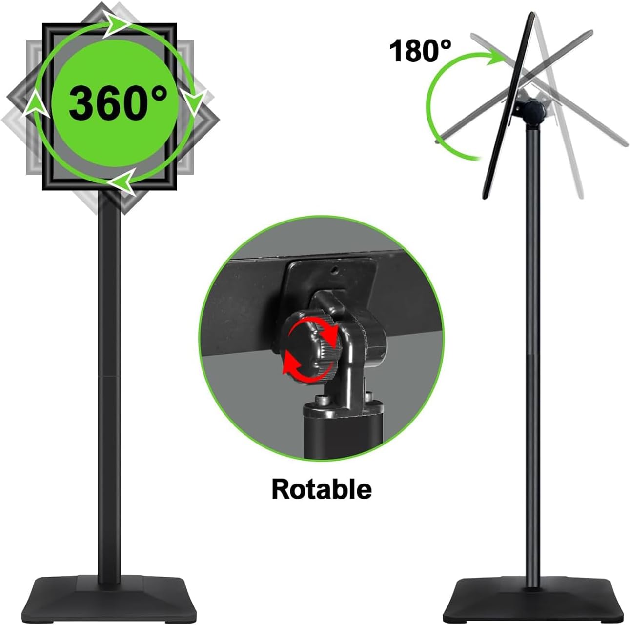 3Packs Heavy Duty Adjustable Pedestal Poster Sign Stand, 8.5x11 Aluminum Open Floor Standing Sign Holder for Vertical and Horizontal View Display (8.5x11,Black)