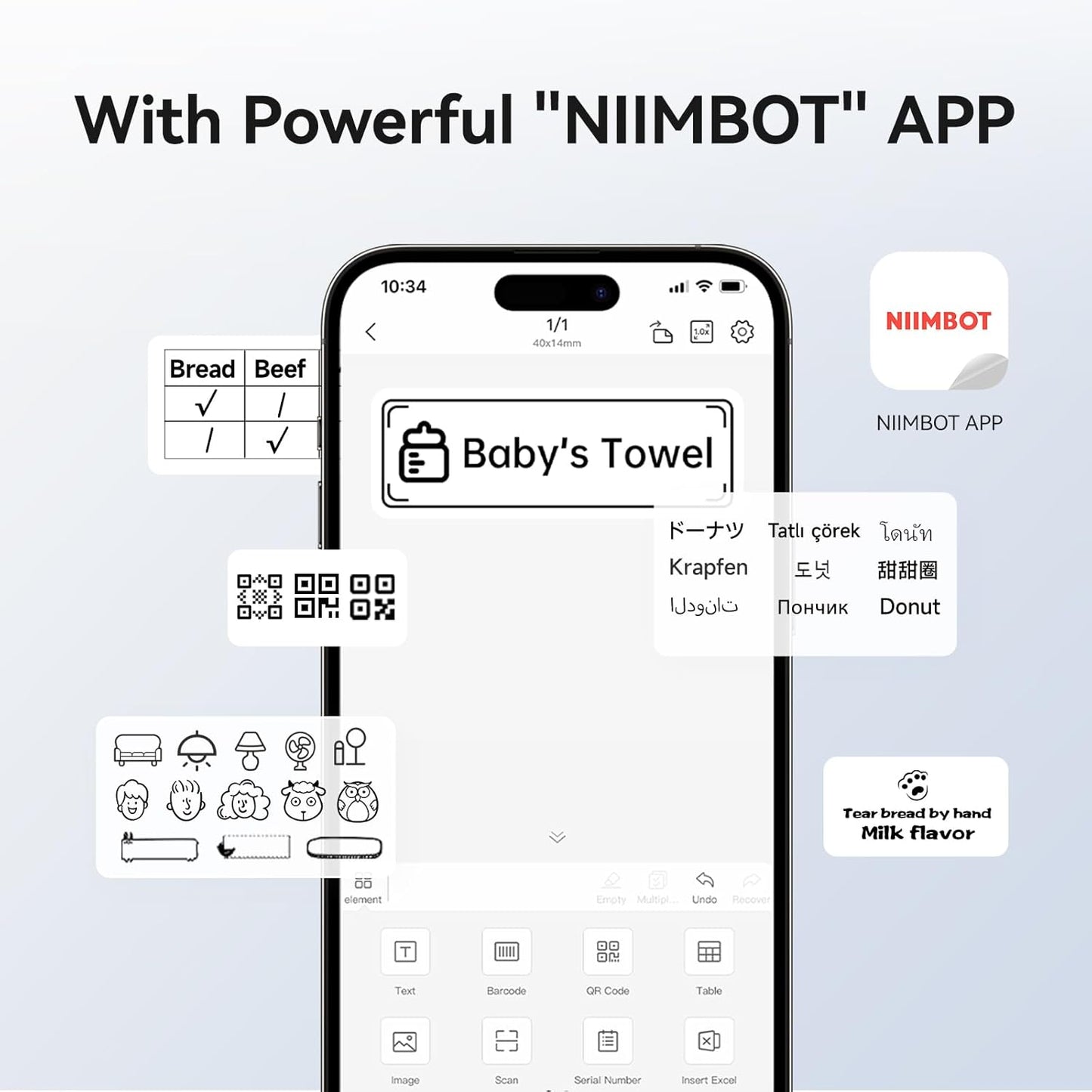 NIIMBOT B1 Label Maker with Tapes, 2 Inch Portable Thermal Label Printer for Home School Office Small Business, Address, Bakery, Crafts, Retail, Support Smartphones & PC，Dark Blue