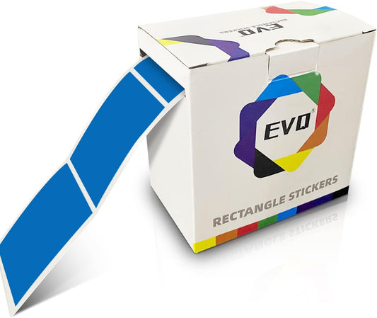 Blue Rectangle Sticker Labels 3×2 Inch Vinyl Stickers Color Coding Name Tags Roll Removable Waterproof 300 per Dispenser Box