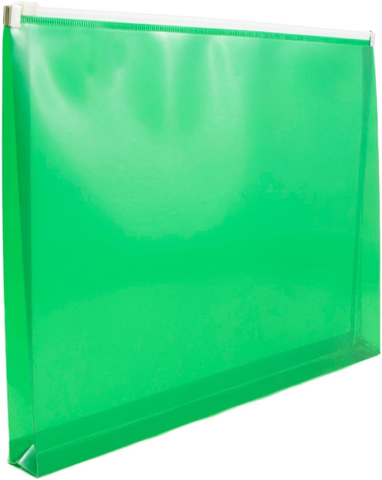 JAM PAPER Plastic Envelopes with Zip Closure - Letter Booklet - 9 3/4 x 13 - Green - 12/Pack