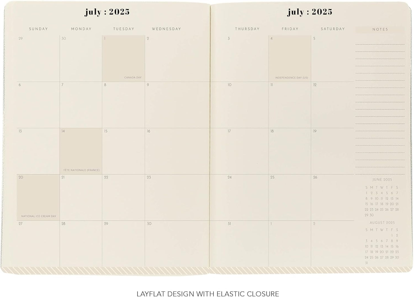 18 Month Planner/Calendar by Graphique, July 2025 – Dec. 2026 Gingham Monthly Planner, Holidays, Notes Pages, 8” x 10”