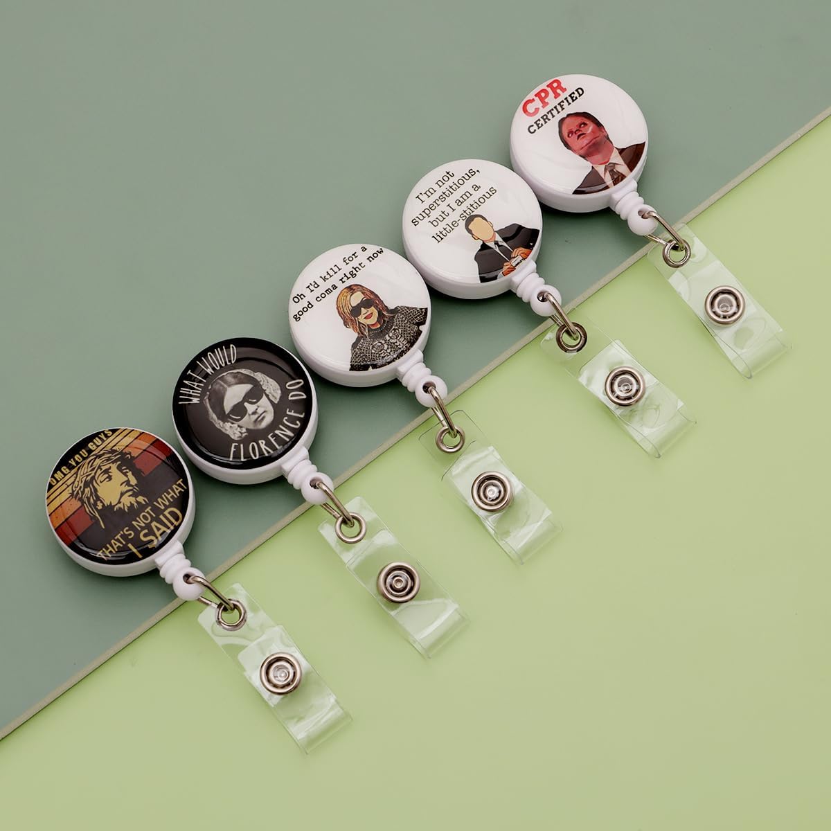 15 Pcs Funny Badge Reels Retractable Badge Holders,Id Badge Holder Retractable Clip,Cute Badge Reel Retractable Lanyards for Id Badges- Perfect for Men & Women Coworkers