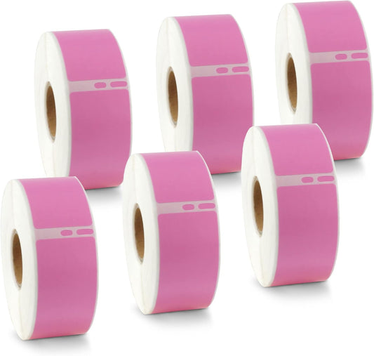 BETCKEY - Compatible DYMO 30252 (1-1/8" x 3-1/2") Address & Barcode Replacement Labels - Compatible with Rollo, DYMO Labelwriter 450, 4XL & Zebra Desktop Printers[6 Rolls/2100 Labels, Pink]